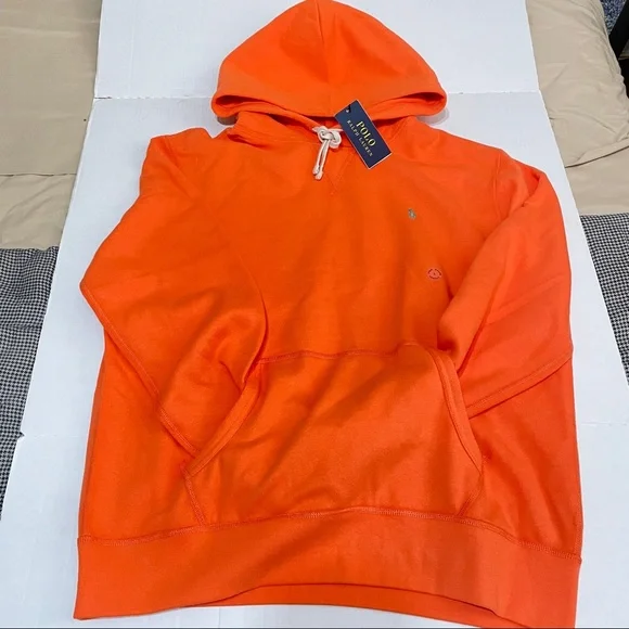 Polo by Ralph Lauren Orange Fleece hoodie Large. - Picture 2 of 6